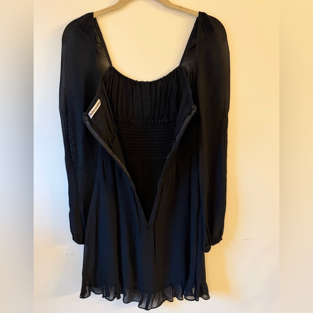 Reformation Rue Black Long Sleeve Dress Size 6 - Picture 5 of 8